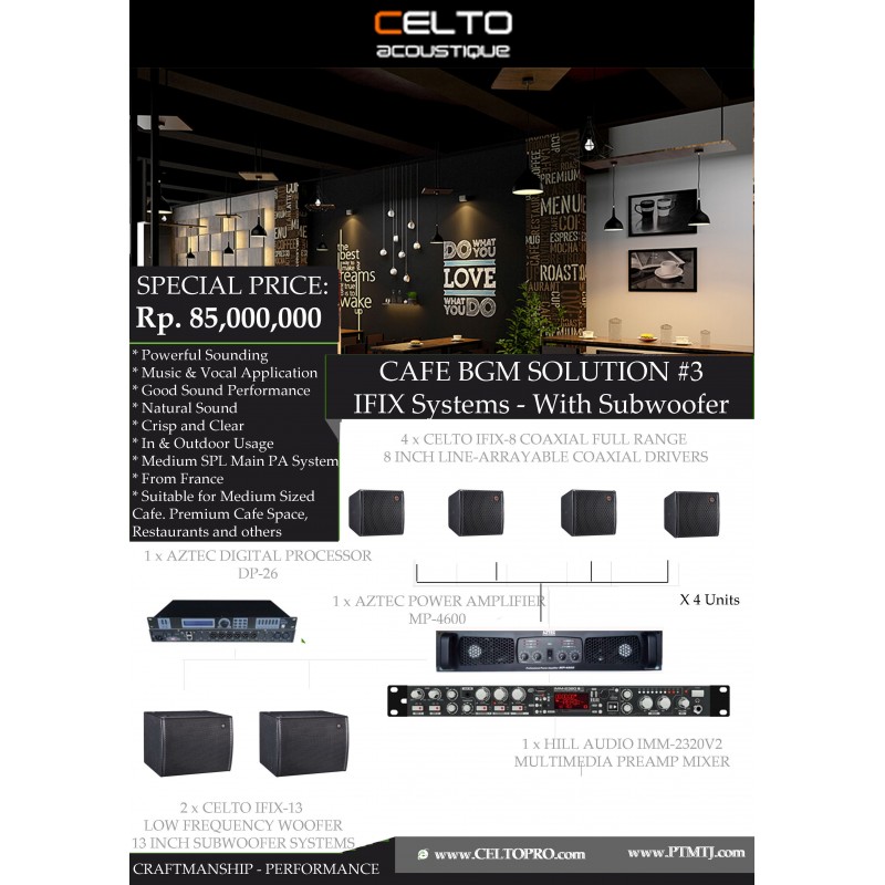 PAKET CAFE BGM SOLUTION #3 . IFIX Systems - With Subwoofer